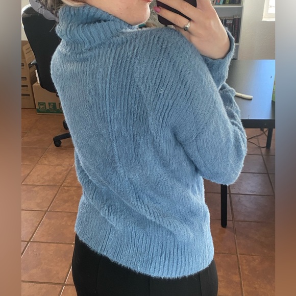 SUPER FUZZY BLUEBERRY RIBBED TURTLENECK SWEATER - Picture 2 of 4